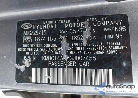 2016 Hyundai Accent Se из США, поврежденный, VIN KMHCT4AE8GU007458